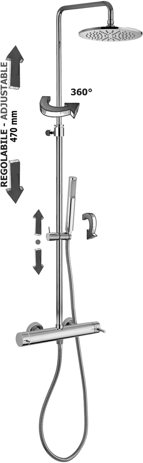 RUBINETTERIA PAFFONI - PFFZCOL599CR COLONNA DOCCIA REGOLABILE NEW MINI MASTE