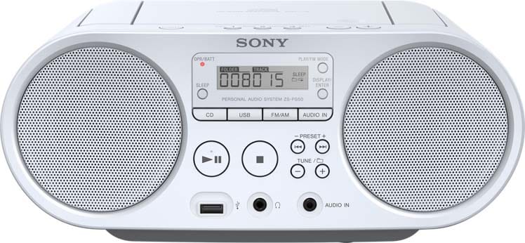 Sony - SONZSPS50W.CED CD-Player 2x2W Display UKW USB MP3 AuxIn