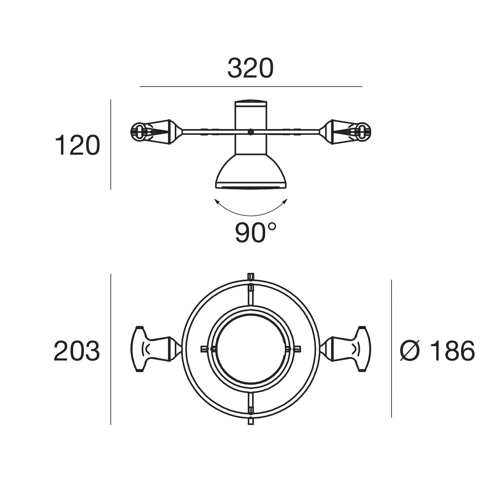 LINEA LIGHT (ILED) - ILDTR4014-5 VEGA CORPO SATEL.E27 300X180 GR.RAG