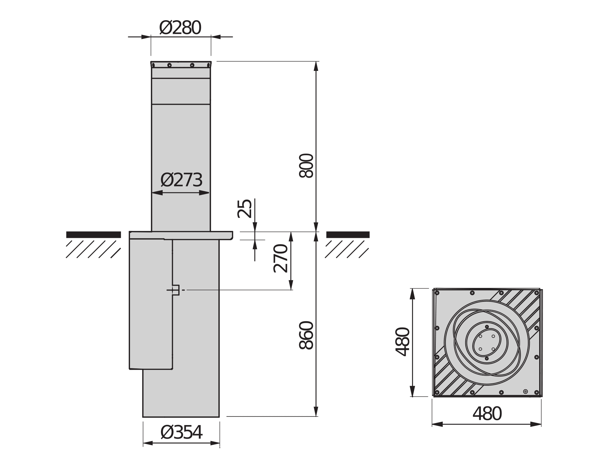 BFT - BFT2605583 PILLAR B 275/800.6C L SD LUCI SEC DEV -