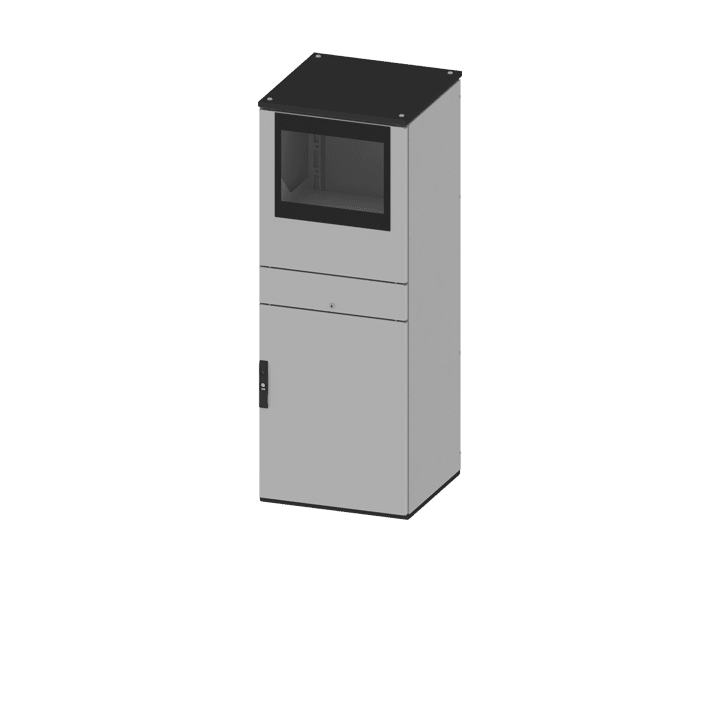 DKC-RAMBLOCK - RMBR5CQEC2066 Armadio porta computer CQEC, dimens. 2000 x 600 x 600 mm (AxLxP), porta superiore in vetro serig.