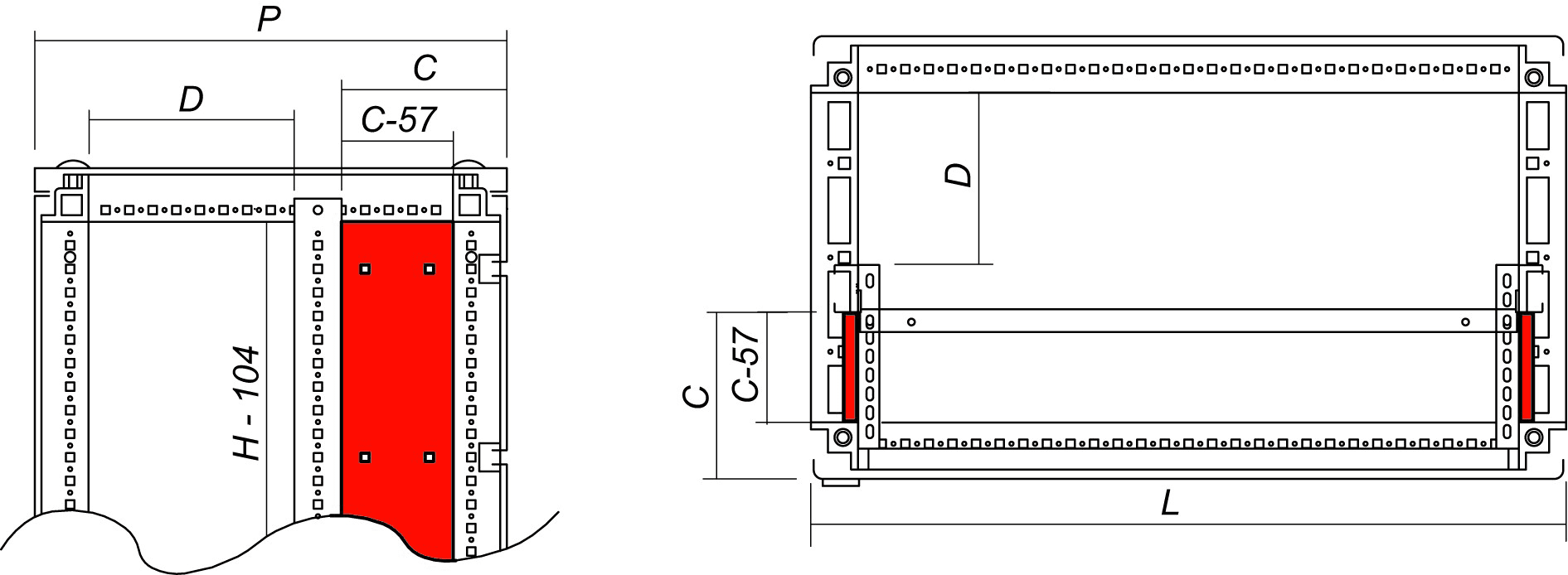 DKC-RAMBLOCK - RMBRZDVP20100 Divisorio verticale parziale per armadi CQE, dimensioni 2000 x 100 mm (AxL)