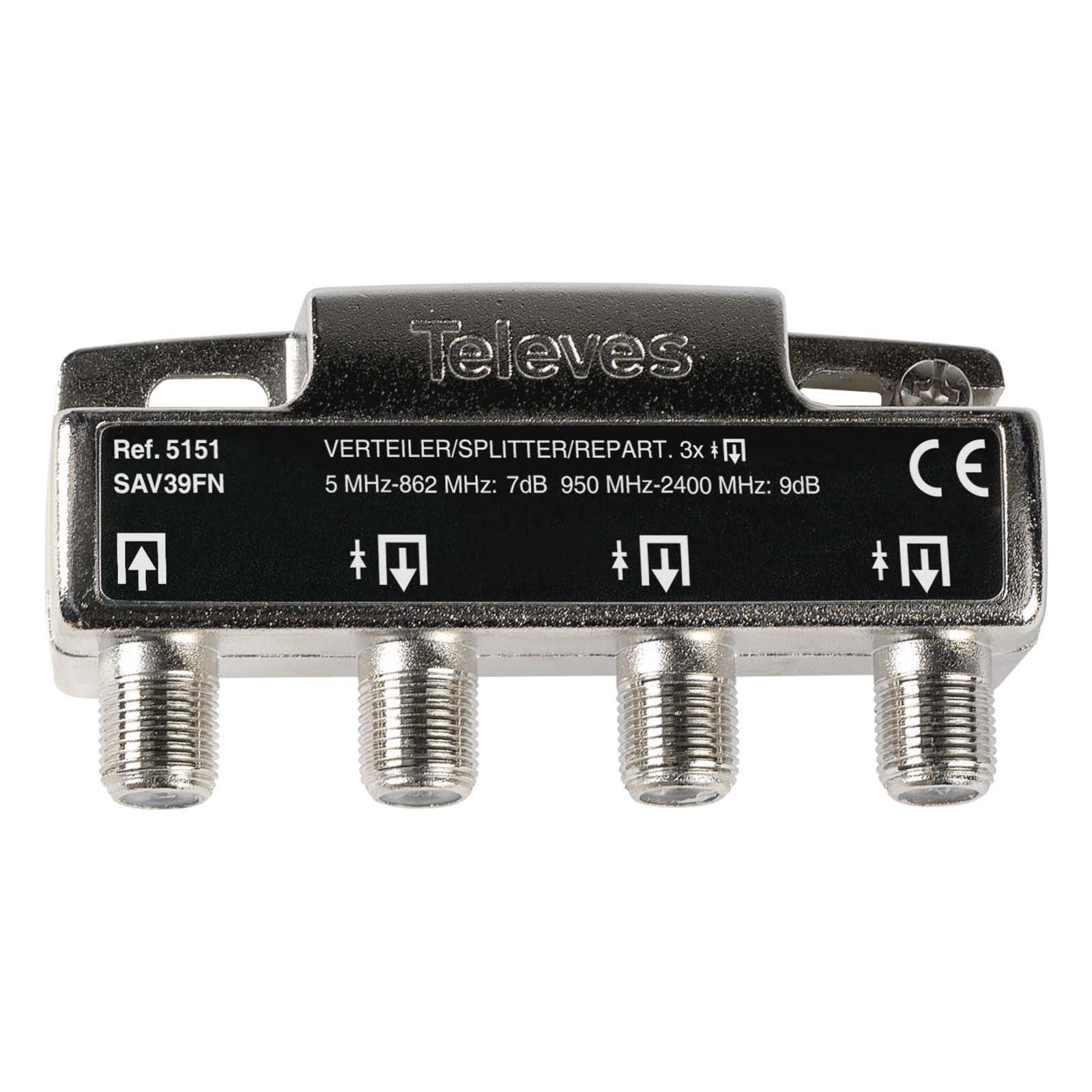 TELEVES ITALIA SRL - TVV5151 PARTITORE 5...2400MHZ F 3VIE 7/9DB