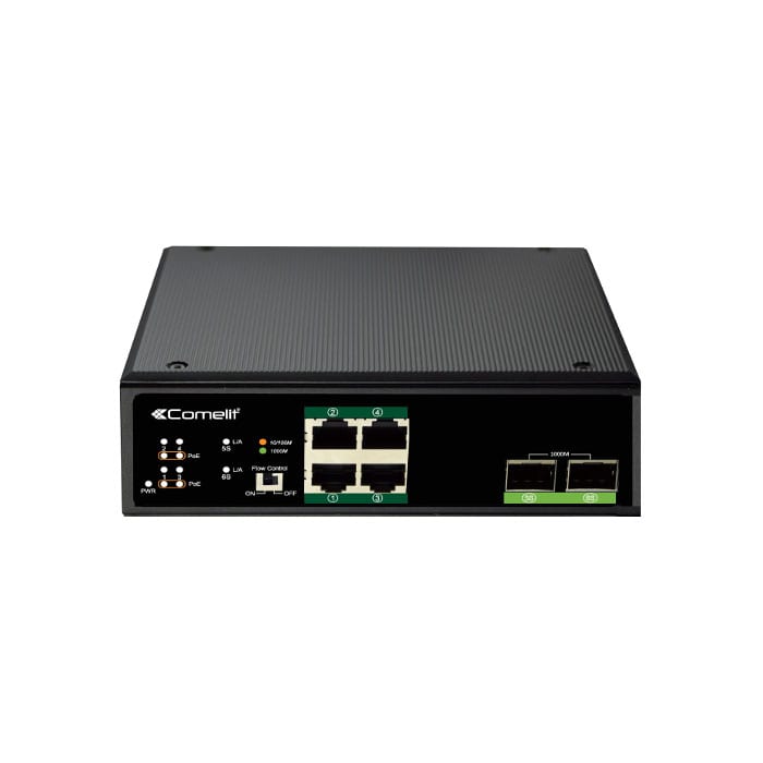 COMELIT GROUP SPA - COEIPSWP06N02A SWITCH 4 PORTE POE + 2 SFP DIN MOUNT GBI