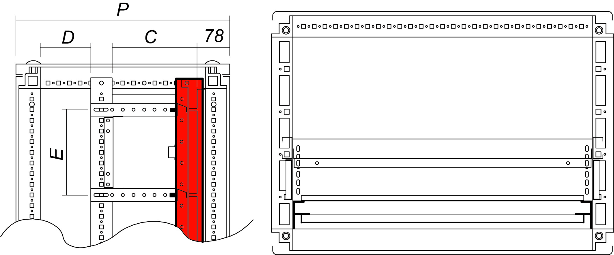 DKC-RAMBLOCK - RMBR5TE18 MONTANTI X PANN.MOD.(2PZ.)