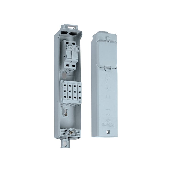 CONCHIGLIA - CON053303566 Serie MVF - Morsettiera da incasso palo a doppio isolamento, 4 poli, 1 fusibile, feritoia 100x300 mm