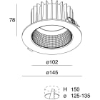 NOVALUX SPA - NOX107906.97 NIK TONDO 16W Riflettore UGR<19: Downlight LED tondo per installazione ad incasso in battuta in controsoffitto, completo di molle in acciaio armonico