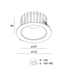NOVALUX SPA - NOX107910.01 NIK TONDO 22W Riflettore BIANCO: Downlight LED tondo per installazione ad incasso in battuta in controsoffitto, completo di molle in acciaio armonico