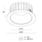 NOVALUX SPA - NOX107917.01 NIK TONDO 32W Riflettore BIANCO: Downlight LED tondo per installazione ad incasso in battuta in controsoffitto, completo di molle in acciaio armonico