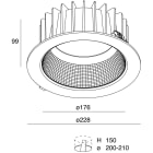 NOVALUX SPA - NOX107913.97 NIK TONDO 32W Riflettore UGR<19: Downlight LED tondo per installazione ad incasso in battuta in controsoffitto, completo di molle in acciaio armonico