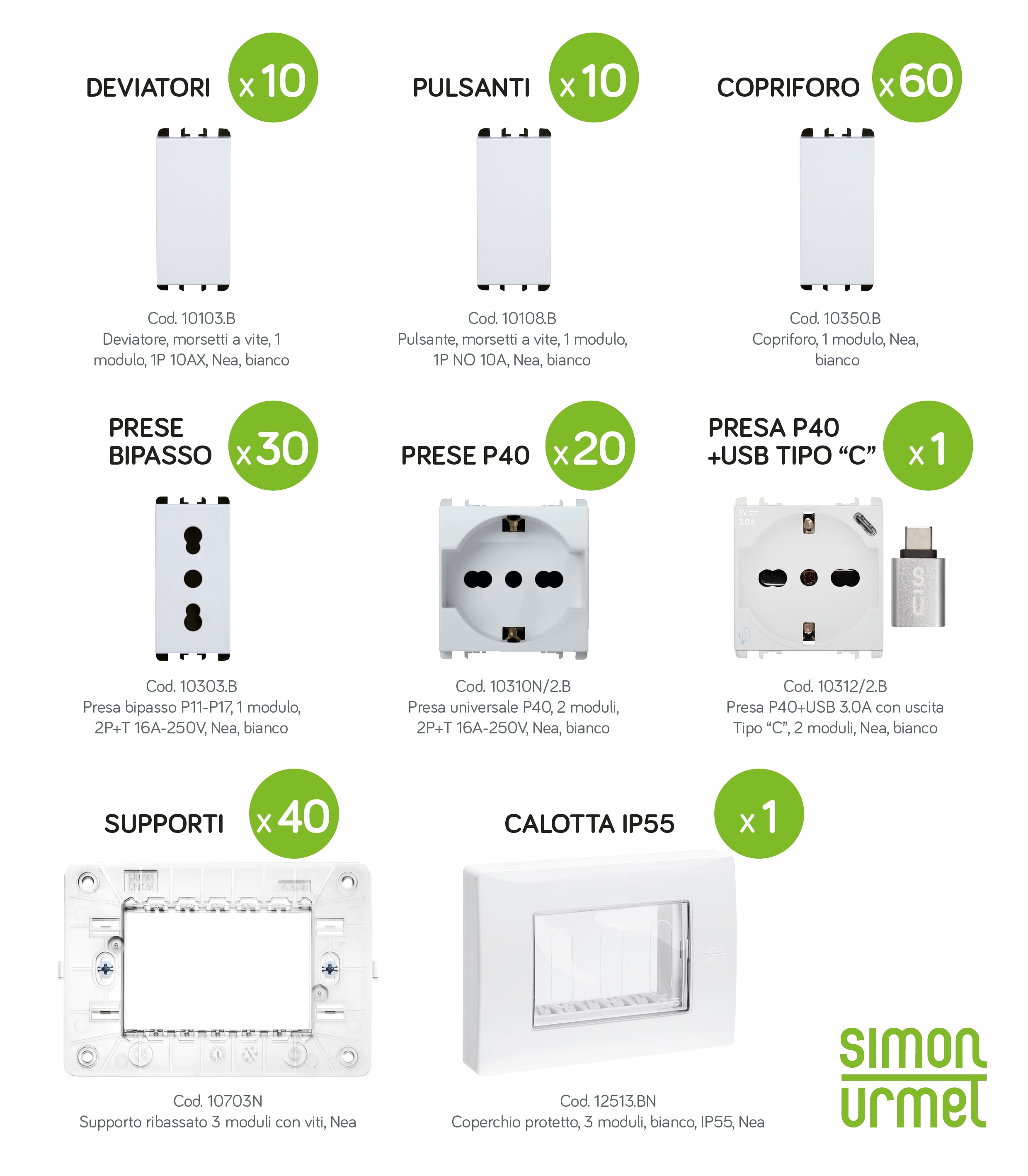 URMET SPA - UTD11800/905.B KIT NEA BIANCO PREMIATY 2025