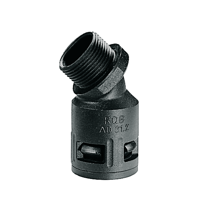 COSMEC - CSM5028-3636N Raccordo curvo a 45° con filetto maschio plastico, PG36, IP68, nero, AD42,5