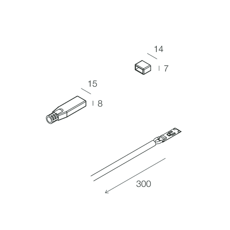 NOVALUX SPA - NOX100965.99 KIT PER RIPRISTINO PROTEZIONE IP65 N?2 testate terminali (1 con foro, 1 di chiusura), fusibile e cavo 2x0,75 mm2 L= 300 mm.