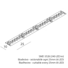 NOVALUX SPA - NOX100922.99 STRIP LED 8,8W/m SMD 2835 (240 LED/m) 24V, da dissipare obbligatoriamente tramite profili in alluminio a catalogo. IP20 CRI90. Garanzia 5 anni.