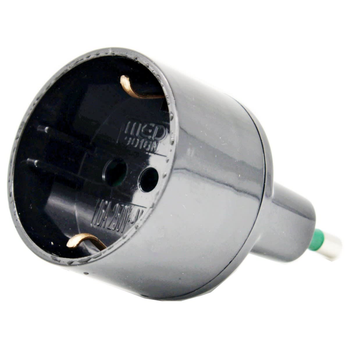 MED - Adattatore Spina 16 A / Presa Schuko NERA confezione da 5 pz