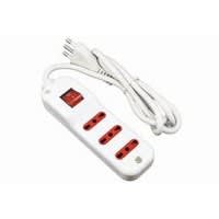 MED - Presa multipla 3 prese Bipasso 10/16A  interrutore luminoso cavo 3x1.0mm  1,5m.