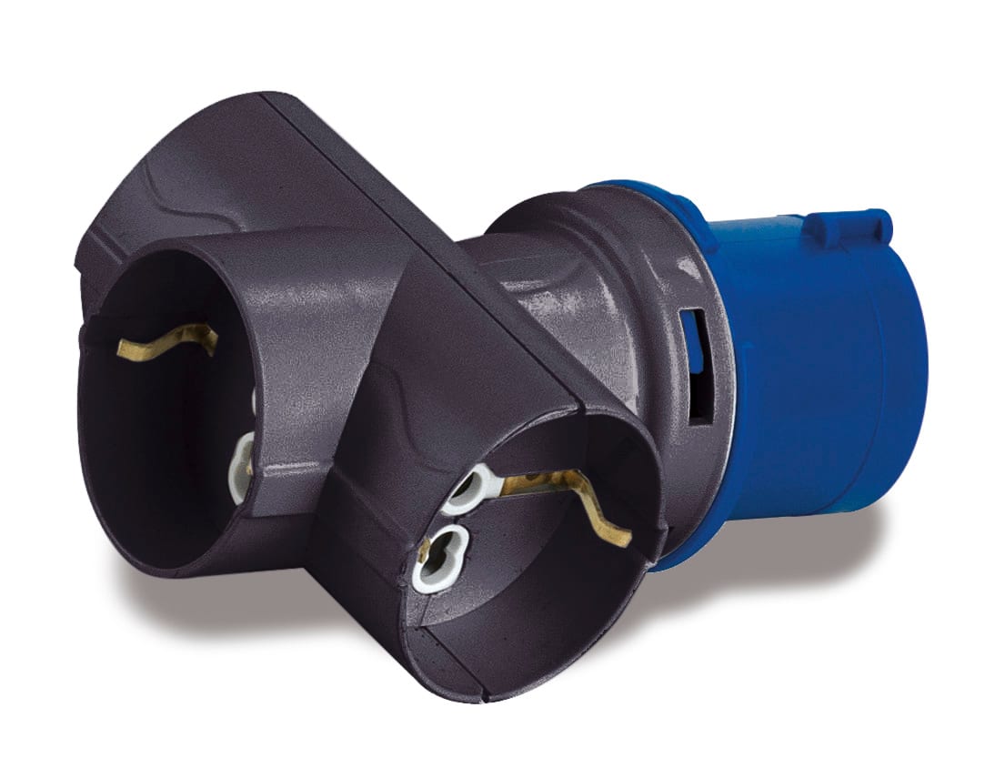 ROSI - ADATTATORE SPINA INDUSTRIALE 16A 2P+T 220V - 3 PRESE SCHUKO BIV. 10/16A - IP20 - 10 PZ