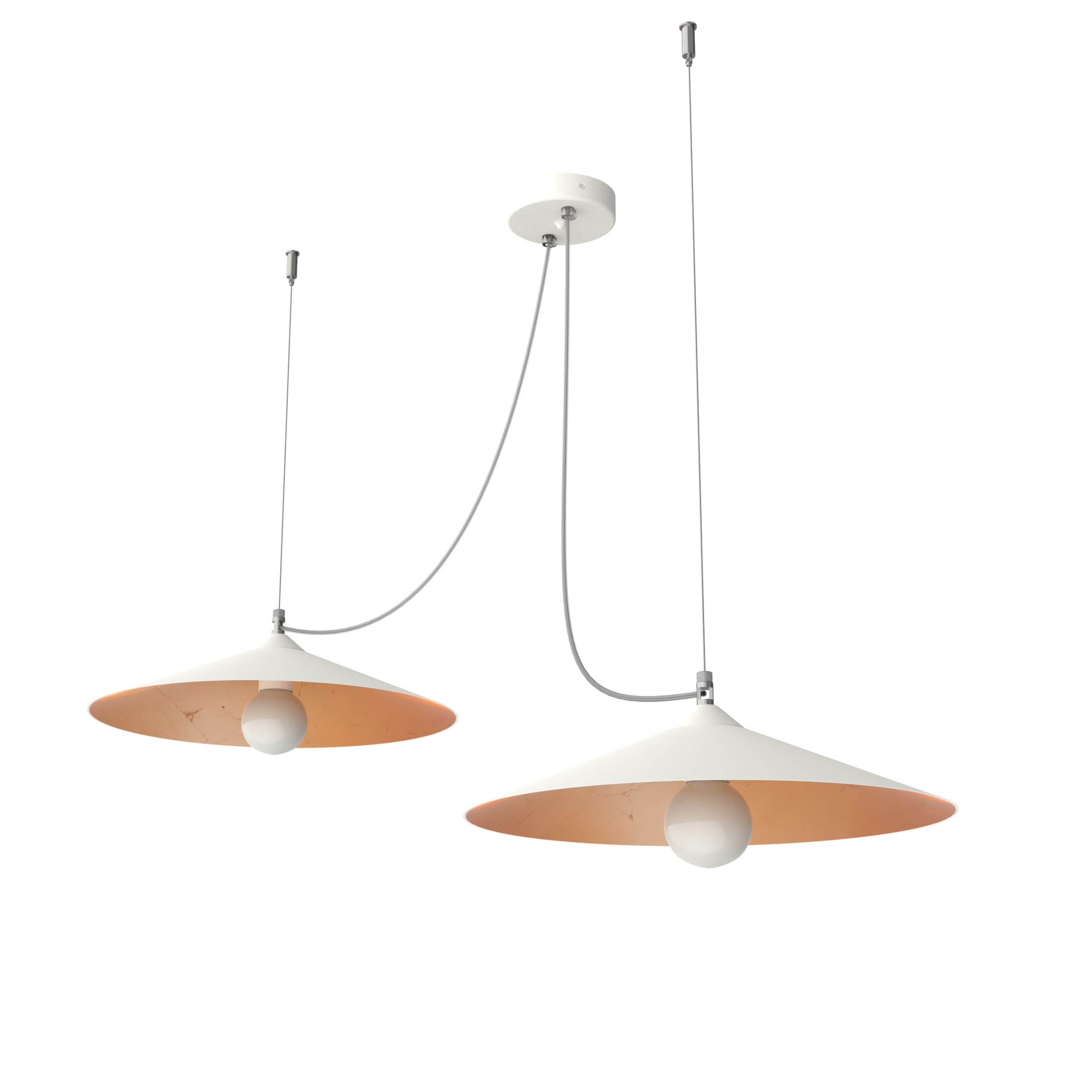 LUMICOM - COLOMBO X2 sospensione Ø40 metallo bianco/rame 2XE27