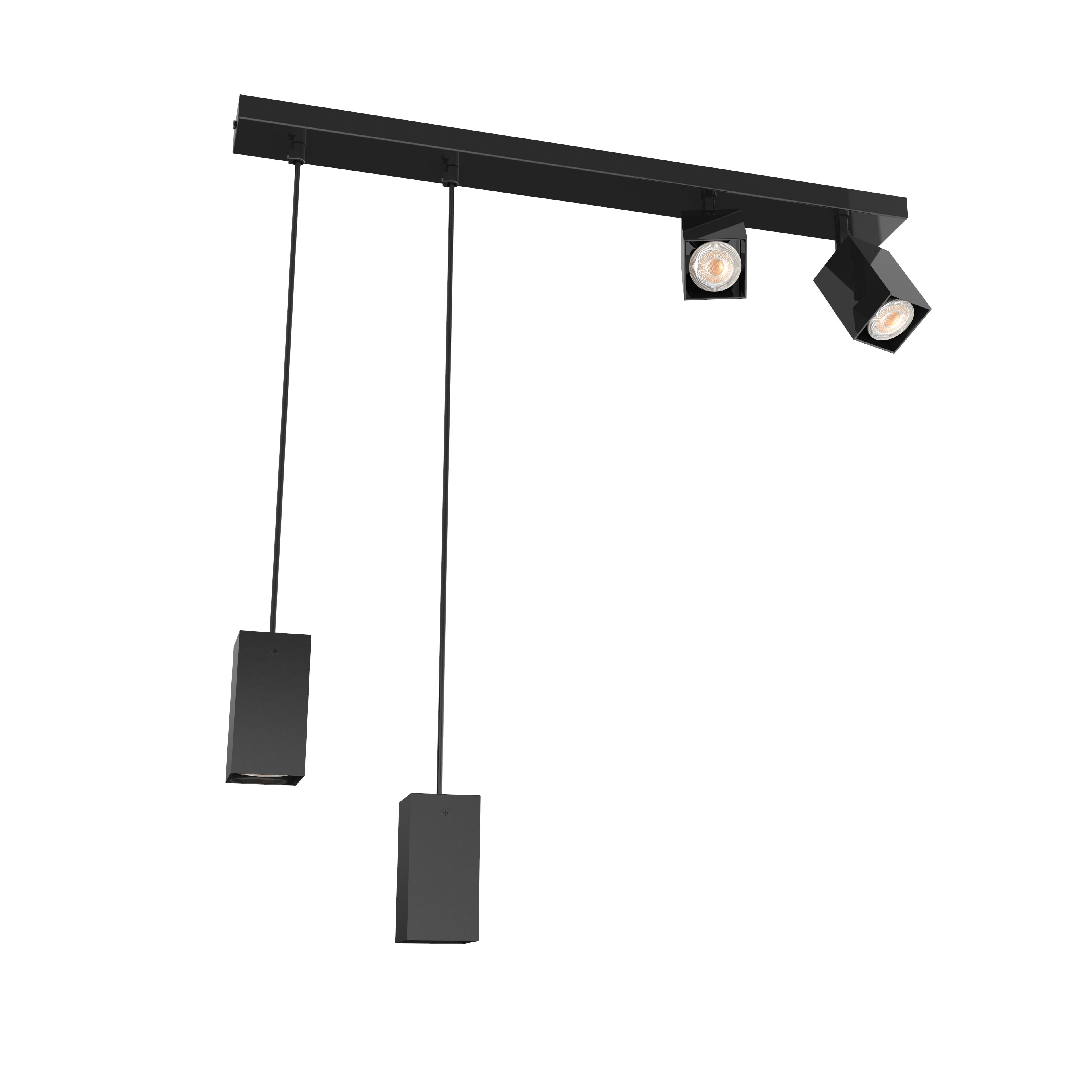 LUMICOM - HYBRICK  plf/sosp h15 metallo nero lucido 4xGU10