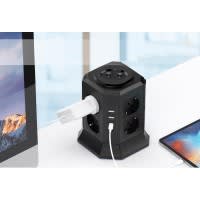 MED - Multipresa torretta 8 prese trivalenti - 2 USB-A + 2 USB-C + 2 interruttori