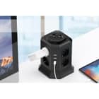 MED - Multipresa torretta 8 prese trivalenti - 2 USB-A + 2 USB-C + 2 interruttori.