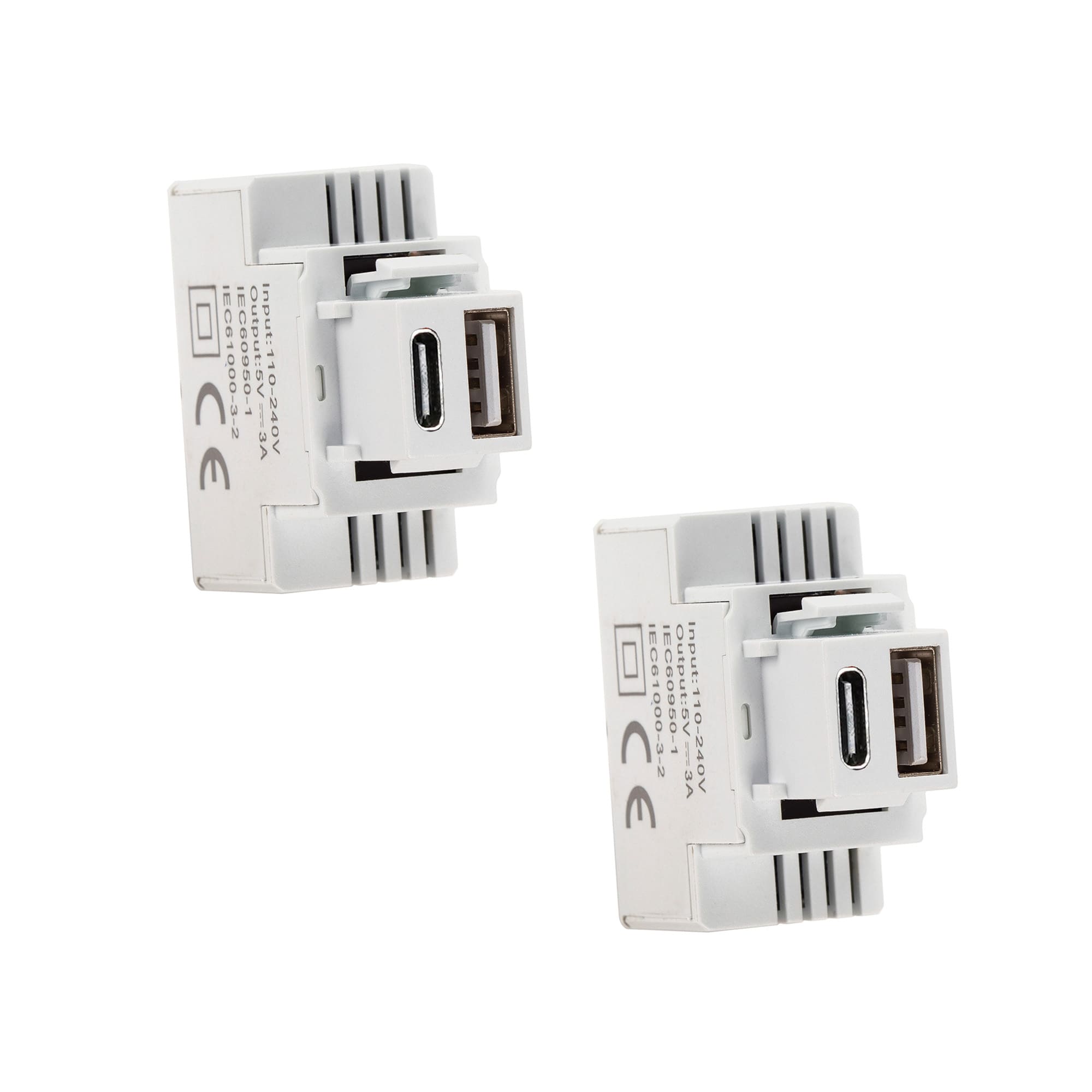 Fanton - Bundle 2 alimentatori da incasso KEYSTONE USB A+C 3A 20W con Power Delivery