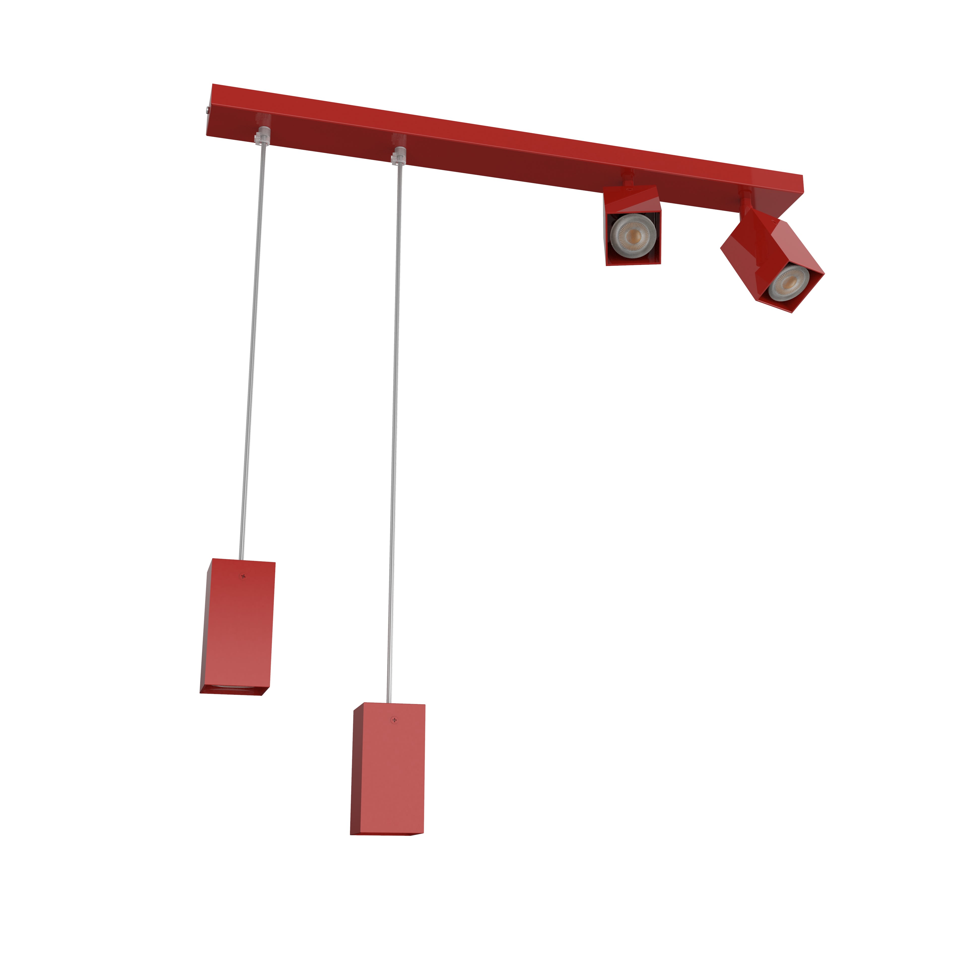 LUMICOM - HYBRICK  plf/sosp h15 metallo rosso lucido 4xGU10