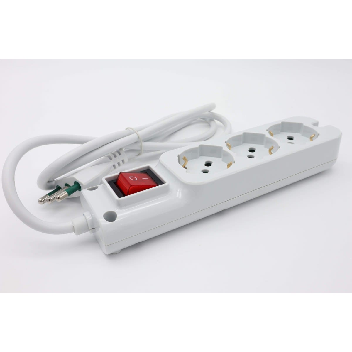 MED - Multipresa 3 prese Bipasso / Schuko Bianca interr luminoso cavo 3x1.5mm  - 1,5mt.