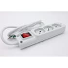 MED - Multipresa 3 prese Bipasso / Schuko Bianca interr luminoso cavo 3x1.5mm - 1,5mt.