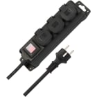 BRENNENSTHUL - Multipresa con interruttore IP44 a 3 prese nero cavo 2m H07RN-F 3G1,5 - spina schuko