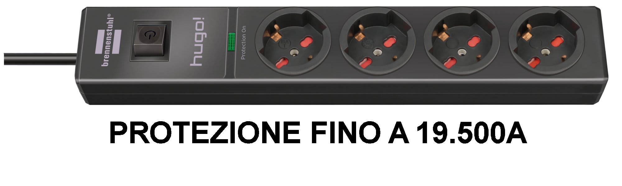 BRENNENSTHUL - Multipresa 4 posti trival. protezione sovraten. fino 19.500A interruttore sicurezza 2m H05VV-F3G1,5.