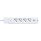 ROSI MATERIALE ELETT - MULTIPRESA EMILIA SPECIALIST 4 POSTI + 2 USB, CON INTERRUTTORE E 1,5M CAVO, BIANCA - MADE IN ITALY
