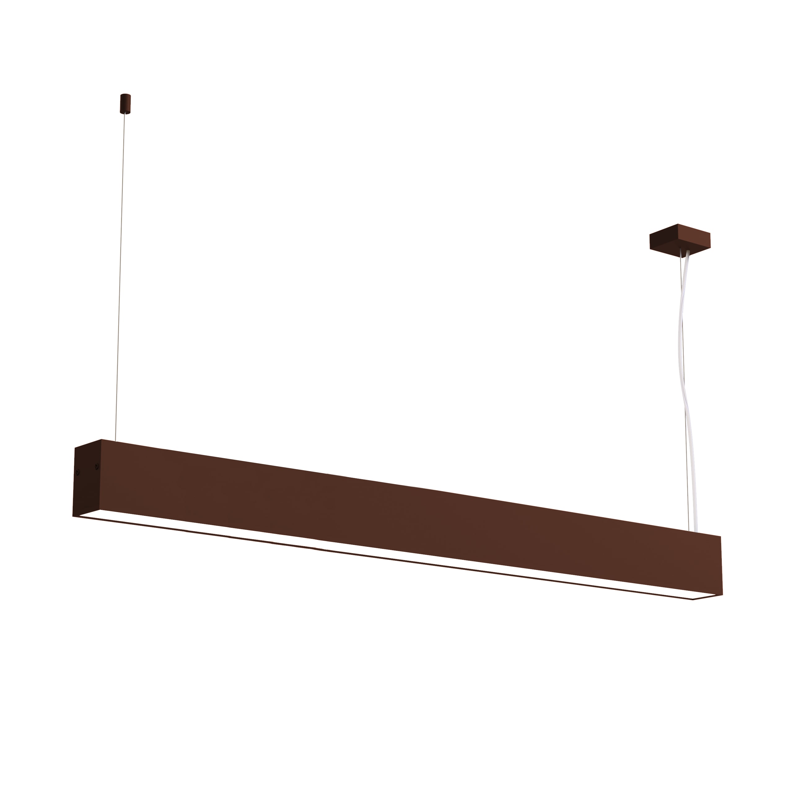LUMICOM - LUMICOM | LINEAR Sospensione, STRIP LED INTEGRATA, 24W, 4000K, metallo, marrone corten, L100cm