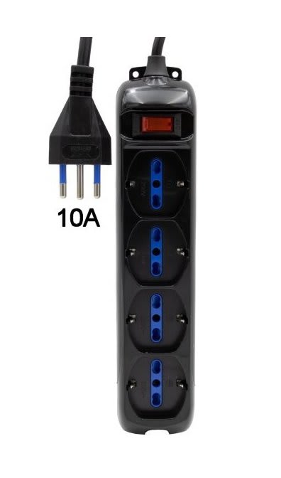 BRENNENSTHUL - Multipresa con interruttore, 4 prese spina Ita 10A - cavo 1,4m H05VV-F3G1,0, con fusibile 10A.