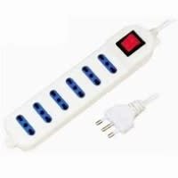 MED - Presa multipla 6 prese Bipasso 10/16A  interrutore luminoso cavo 3x1.0mm  1,5m.