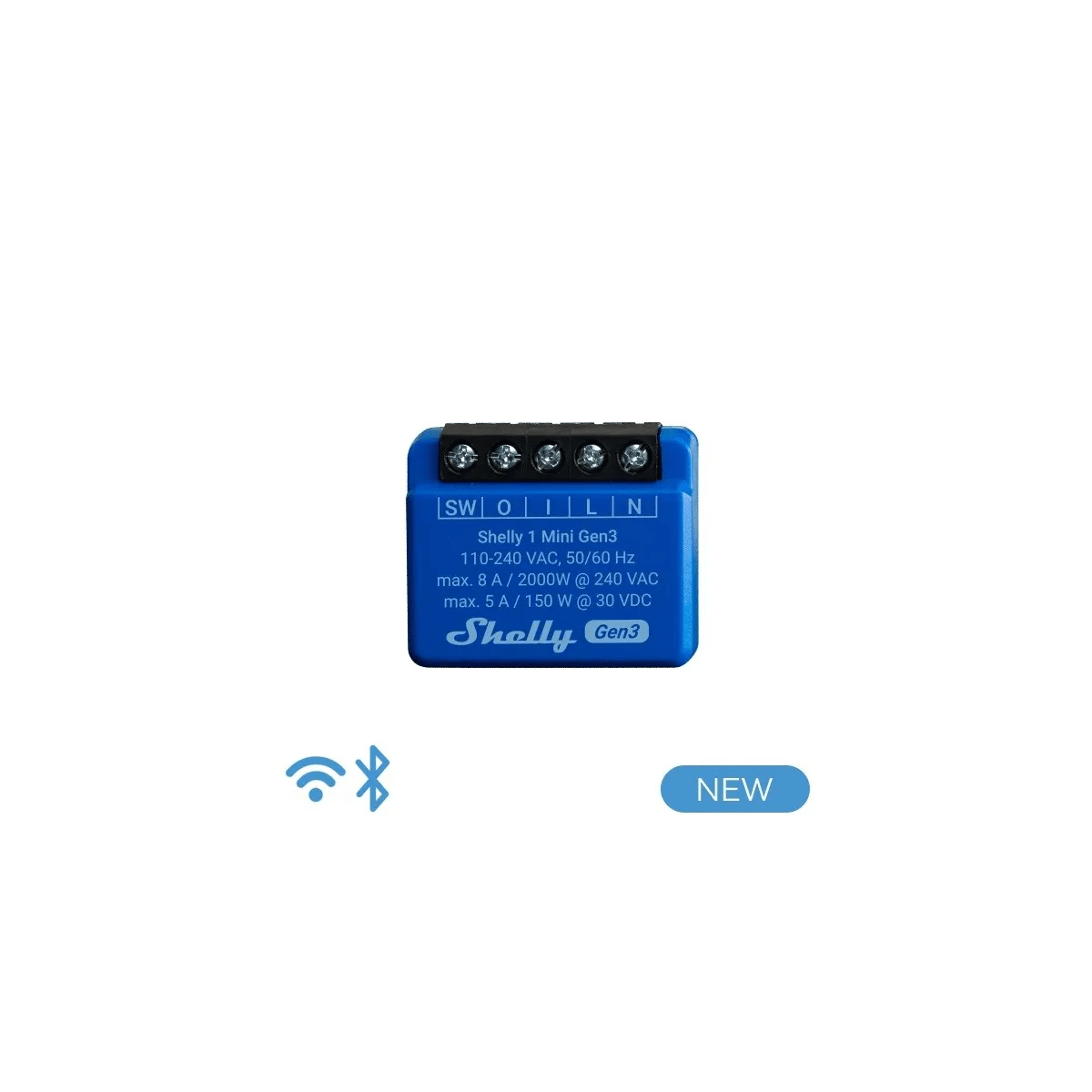 SHELLY - Shelly Mini 1 Gen 3 - Smart Relay 8A AC/DC WiFi/BT