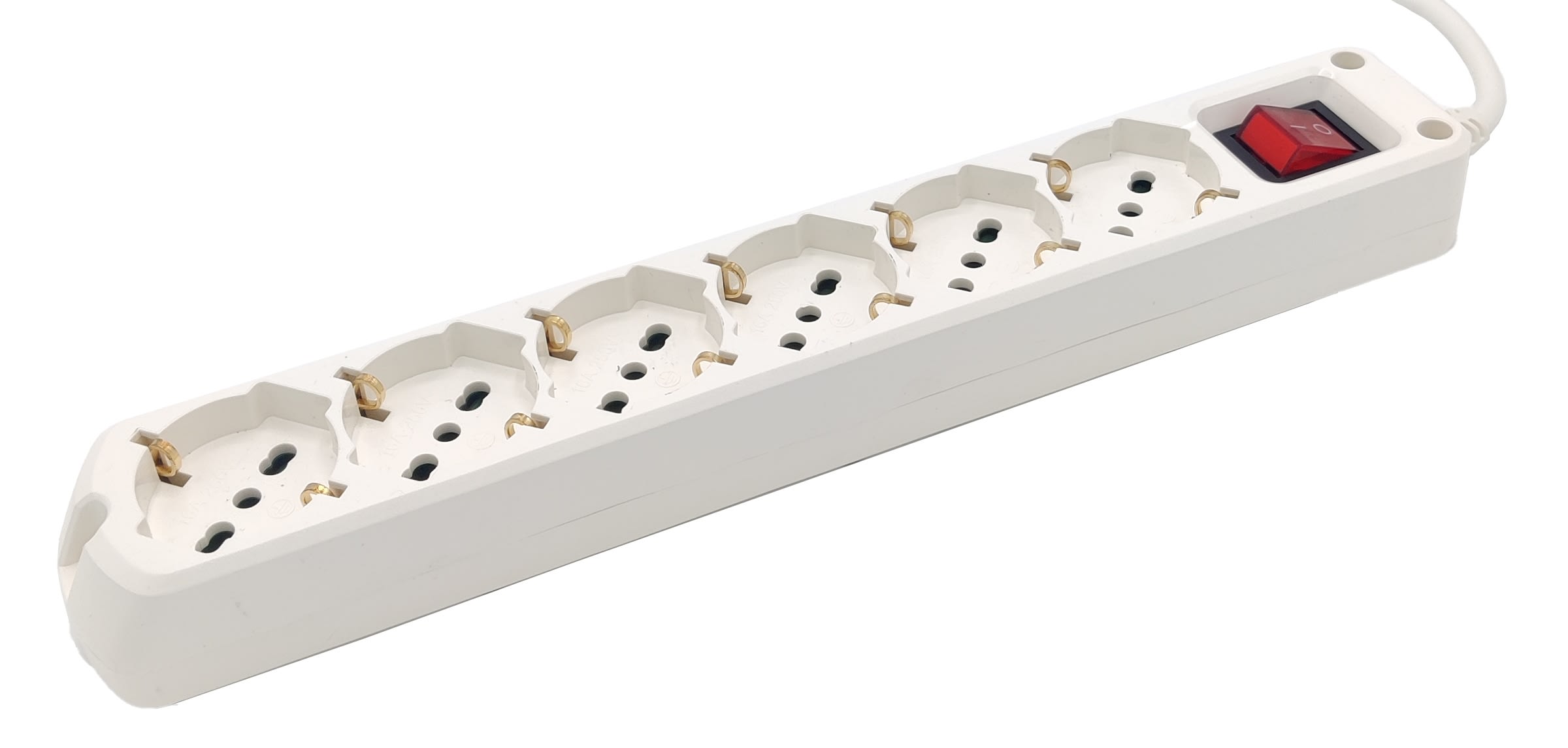 MED - Presa multipla BIANCA 16A 6 prese bip. schuko c/inter. CAVO 1.5mt max 3.500W.