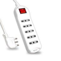 MED - Presa multipla 5 prese Bipasso 10/16A  interrutore luminoso cavo 3x1.0mm  1,5m.