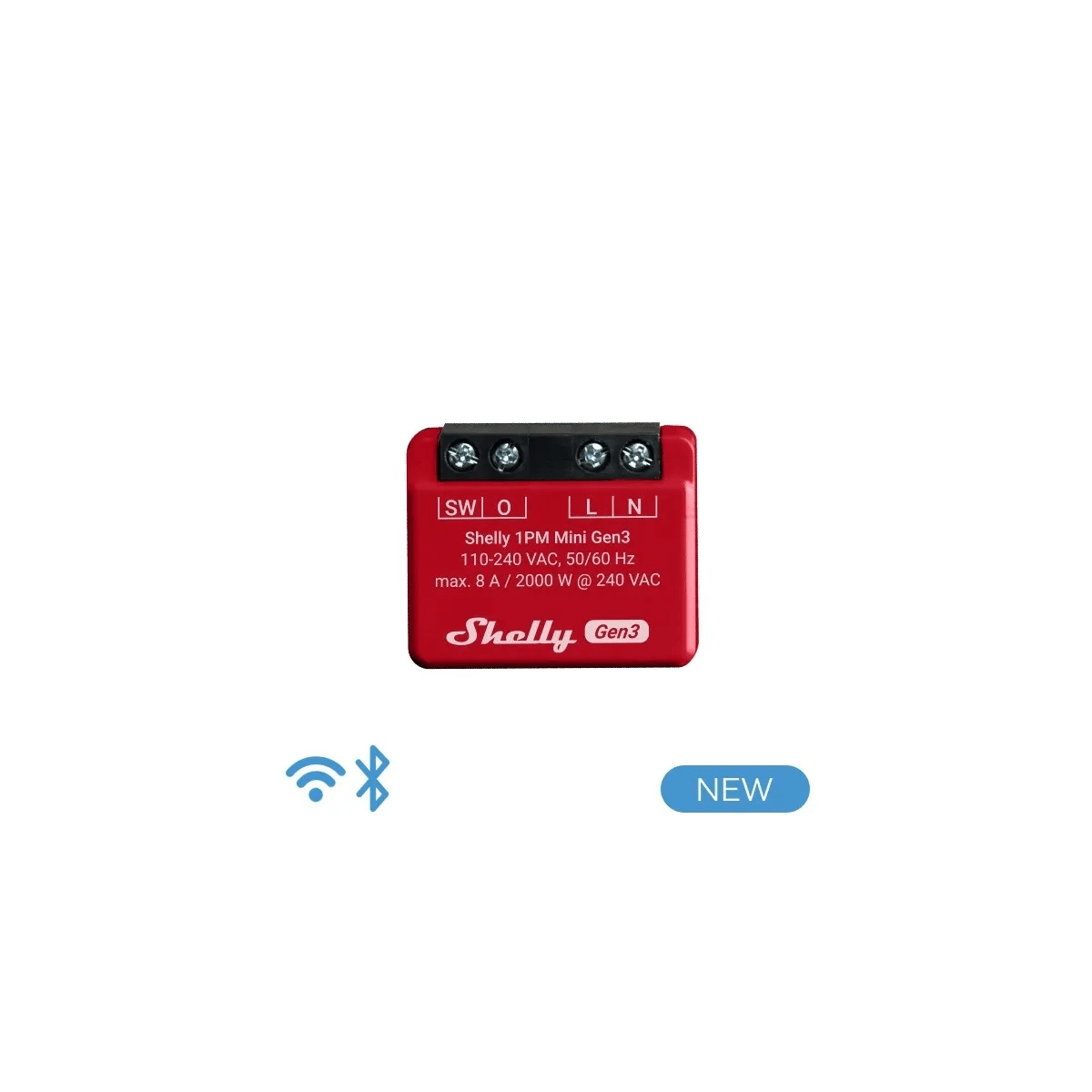 SHELLY - Shelly Mini 1PM Gen 3 - Smart Relay 8A AC WiFi/BT + PM