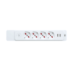 ROSI MATERIALE ELETT - MULTIPRESA EMILIA SPECIALIST 4 POSTI + 2 USB, SENZA CAVO, CON INTERRUTTORE, BIANCA - MADE IN ITALY