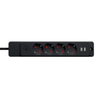 ROSI MATERIALE ELETT - MULTIPRESA EMILIA SPECIALIST 4 POSTI + 2 USB, CON INTERRUTTORE E 1,5M CAVO, NERA - MADE IN ITALY