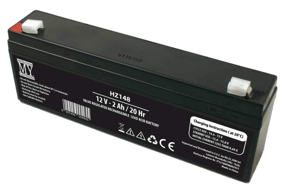 MATSUYAMA - Batteria ricaricabile al piombo 12V 2Ah - 178x35x61mm - FASTON 4,8MM