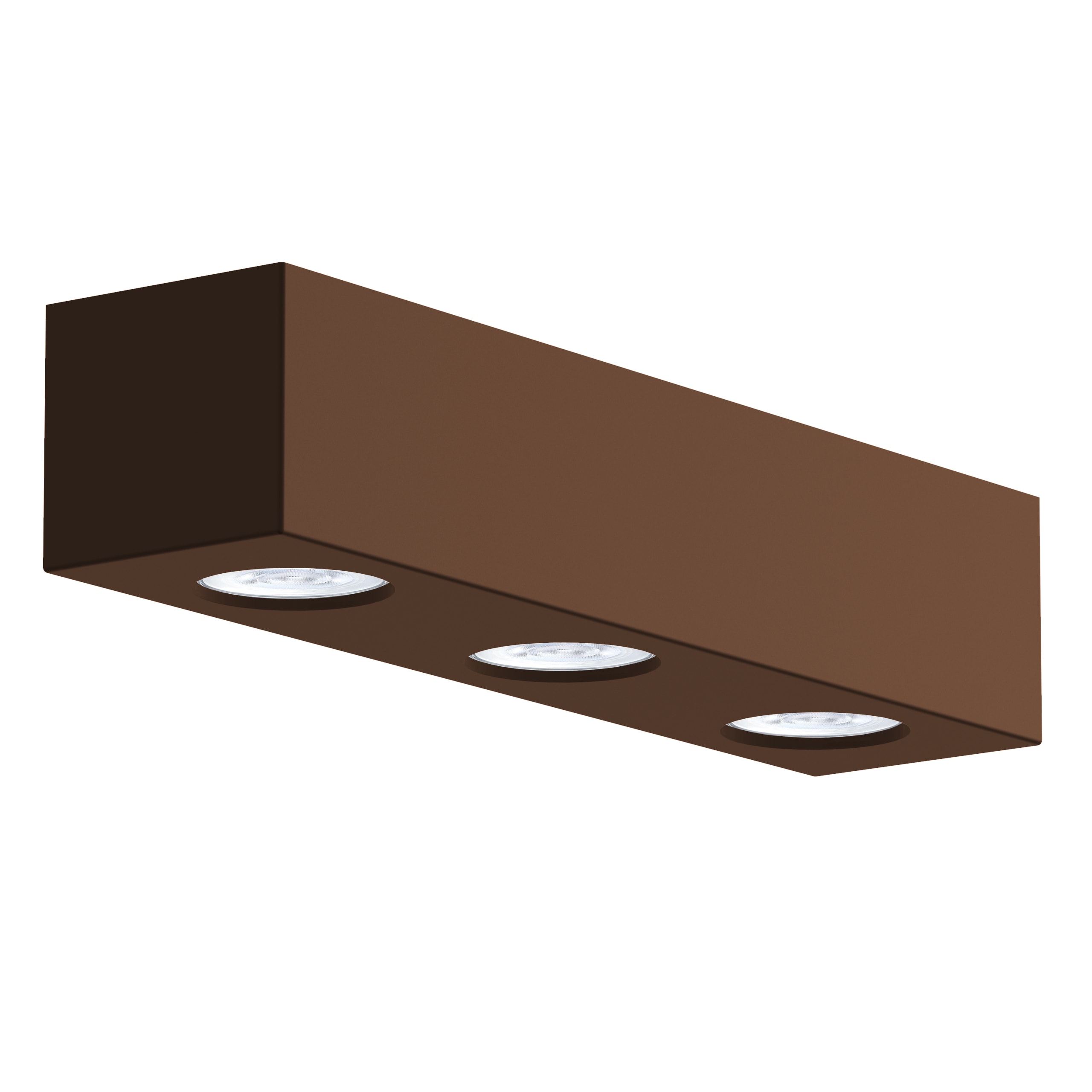 LUMICOM - LUMICOM | MANHATTAN L Plafoniera, 3X GU10, max 33W, metallo, corten, 30x10cm