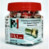 AEV - Connettore F a vite 5mm doppio ORing - barattolo 100pz