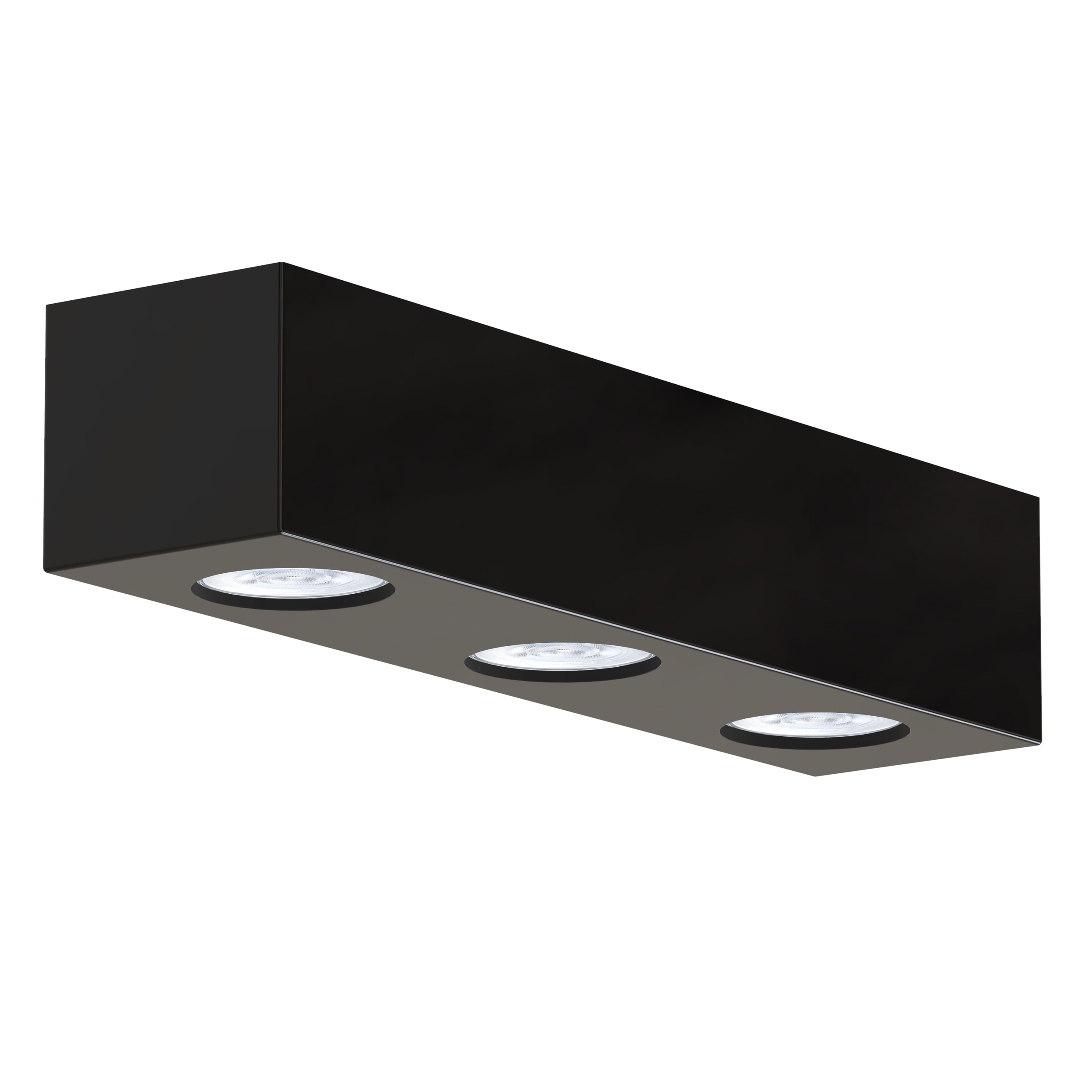 LUMICOM - LUMICOM | MANHATTAN L Plafoniera, 3X GU10, max 33W, metallo, nero lucido, 30x10cm