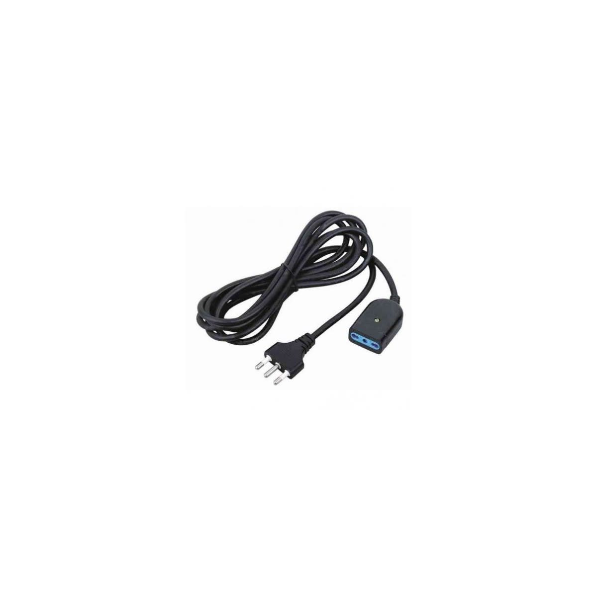 MED - Prolunga Elettrica Spina 16 A - Presa Bipasso 10/16 A - 3 mt - 3 x 1,5 mmq -NERO