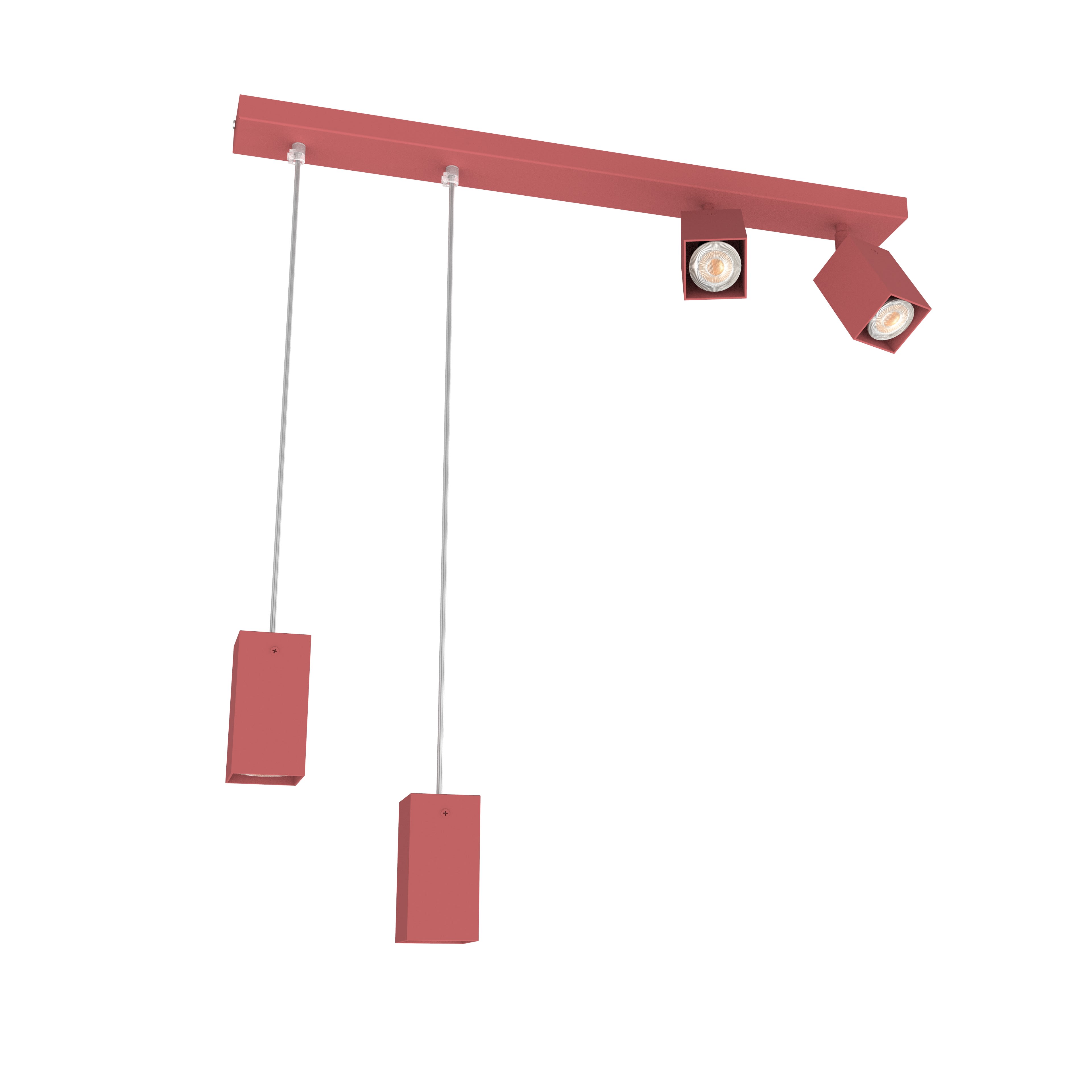 LUMICOM - HYBRICK  plf/sosp h15 metallo rosso cowhide 4xGU10