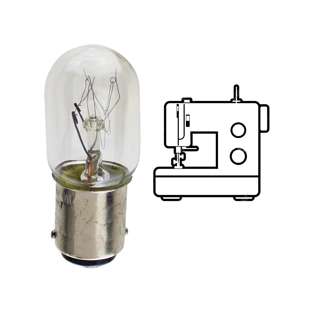 MED - Lampadina per macchine da cucire 15Watt 220V - Attacco Ba15D - Conf. 25 pezzi