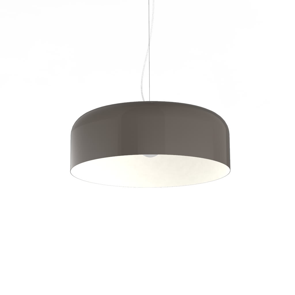 LUMICOM - TUZZI sospensione ø50 metallo tortora lucido/bianco 1XE27