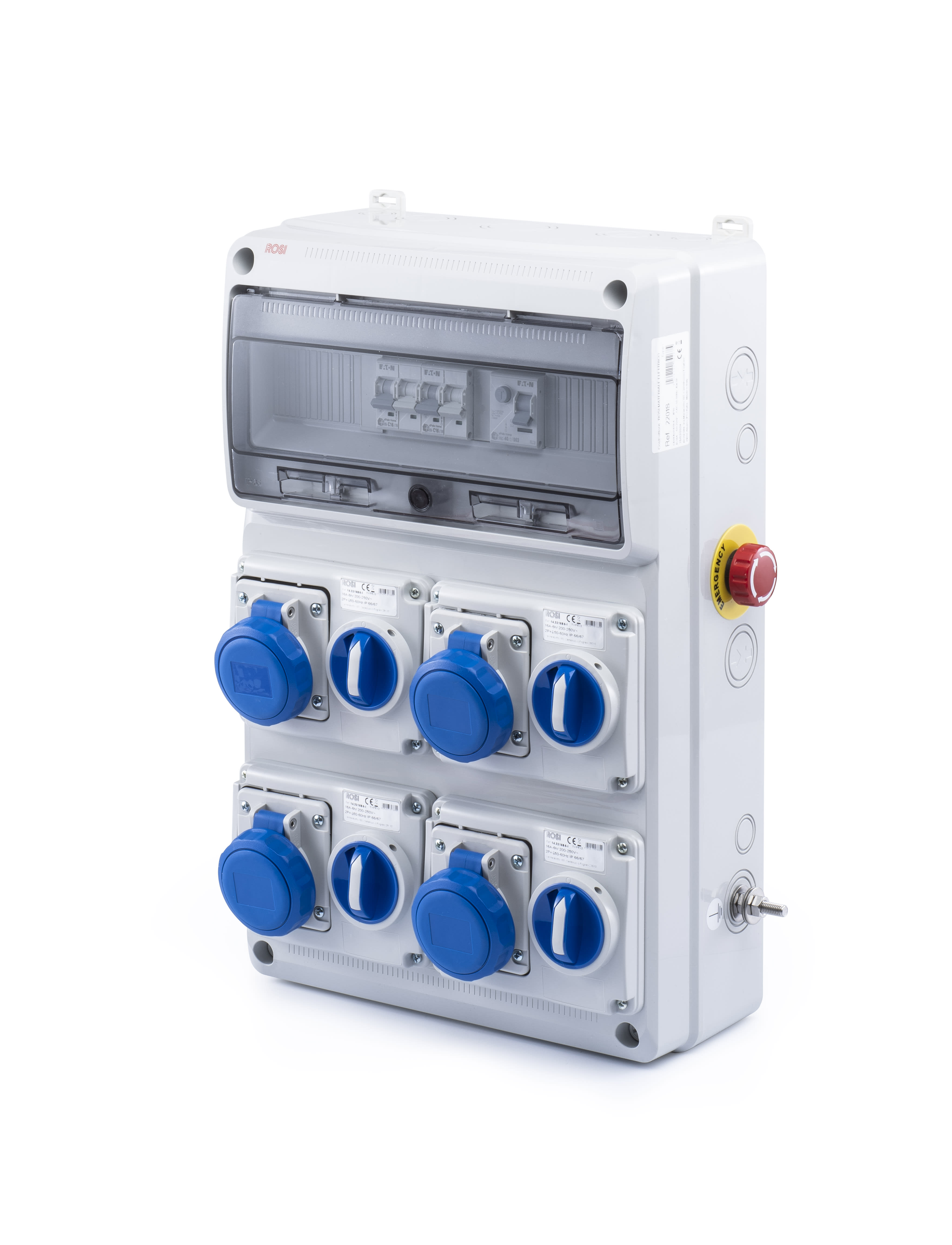 ROSI MATERIALE ELETT - QUADRO PARETE 4 PRESE INTERBL. 16A 2P+T + INT MT E DIFF. GEN. 2P 40A + STAFFE + P.E. + T.E., 6KW